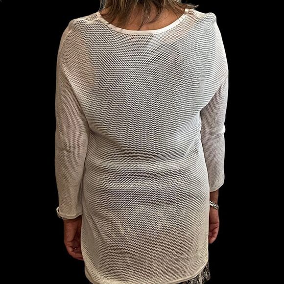 Open Weave Long White Top by Chicos - Picture 3 of 5